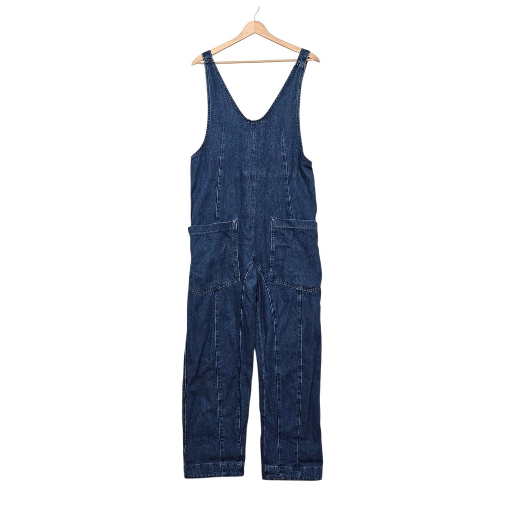 We The Free Free People Blue Denim Overalls V-Neck Jumpsuit Women's Size XS